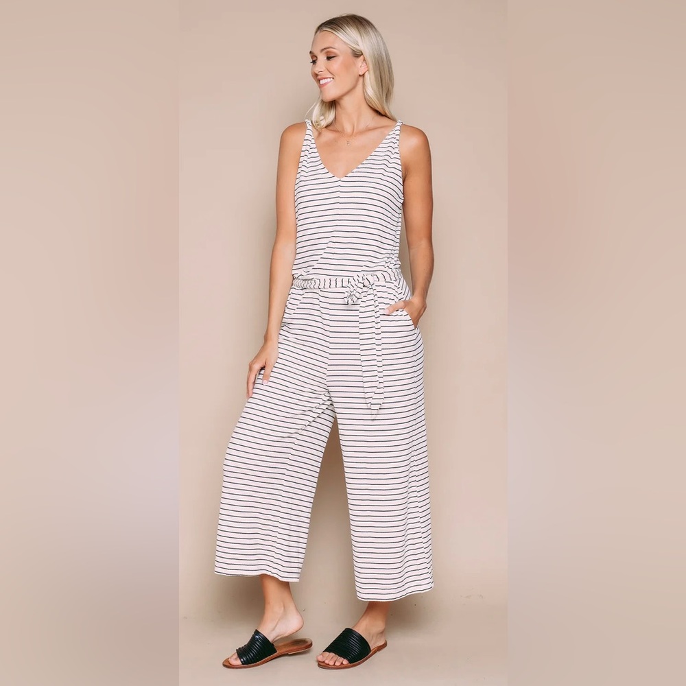 ORB 🇨🇦  Brooke twist strap jumpsuit classic black/white stripes
